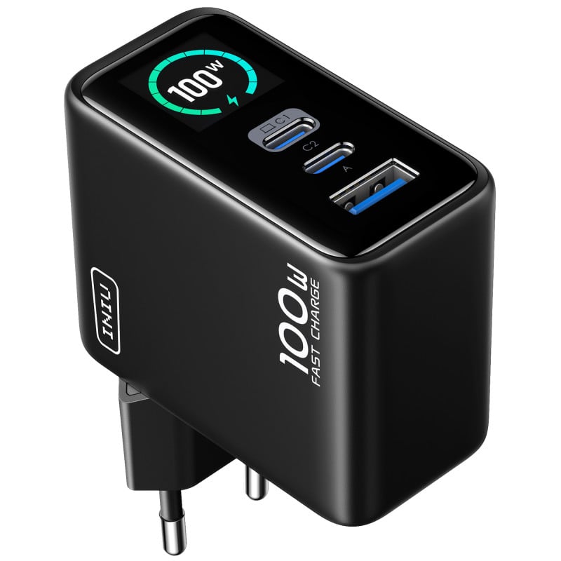 Chargeur USB A + 2 USB C Leopard 100W 3 ports USB A+2C Power Delivery GaN Noir