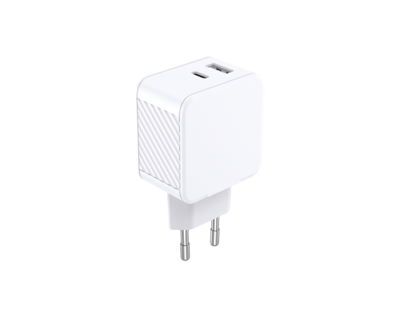 Chargeur USB A + USB C 65W Power Delivery GaN Blanc Bigben