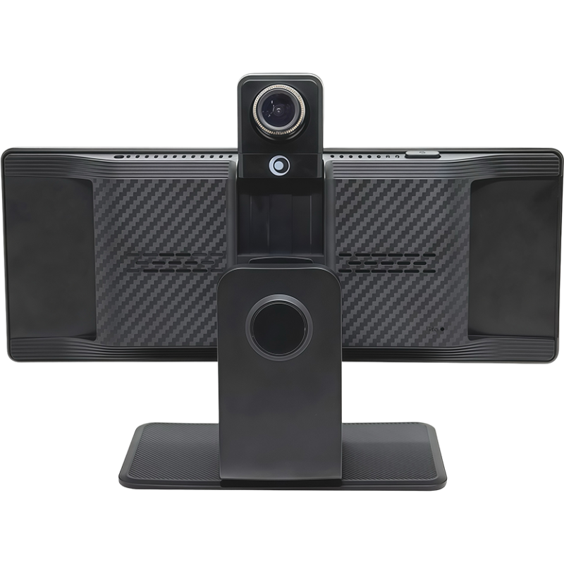 Ecran multimédia de voiture 10" Carplay/Android Auto/MirrorLink avec DashCam intégrée Fixation tableau de bord Noir