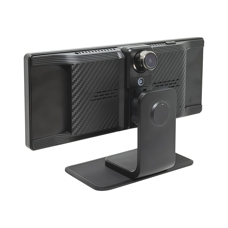 Ecran multimédia de voiture 10" Carplay/Android Auto/MirrorLink avec DashCam intégrée Fixation tableau de bord Noir