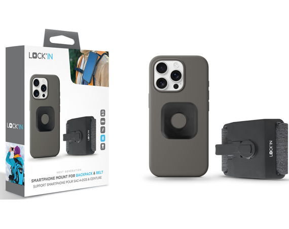 Support téléphone pour Sac à dos & Ceinture Noir Lock'in
