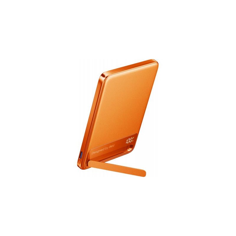Powerbank sans fil MagSafe MagPro Slim 5000mAh 1 port USB C 15W Qi Stand + Câble attaché Orange
