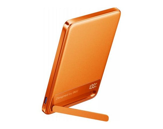 Powerbank sans fil MagSafe MagPro Slim 5000mAh 1 port USB C 15W Qi Stand + Câble attaché Orange