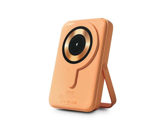 Powerbank sans fil MagSafe Magnee 10000mAh 2 ports USB A+C 15W Qi Fonction stand Orange