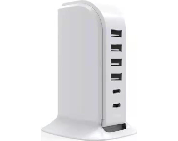 Chargeur maison multi ports 4 USB-A + 2 USB-C 40W Blanc Bigben