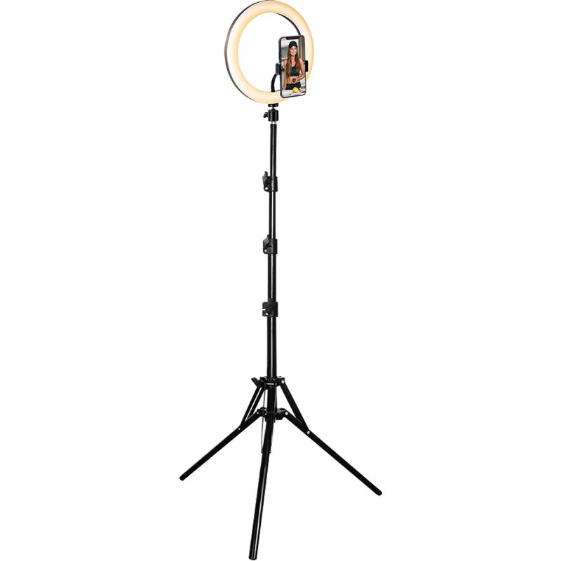 Kit Influence XL Anneau lumineux 26cm Blanc avec trépied 1,6m et télécommande sans fil Bigben