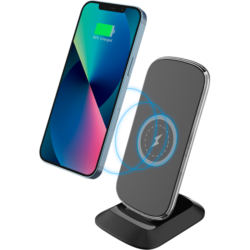 Chargeur induction FastCharge 15-7.5W Stand avec chargeur 20W Noir - 100% Plastique recyclé Bigben