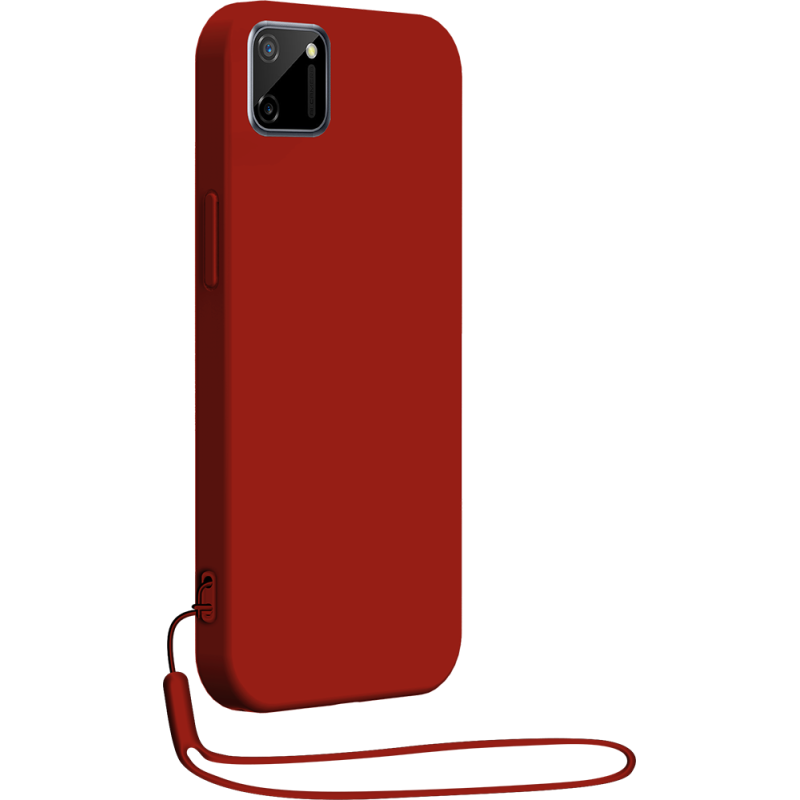Coque RealMe C11 2021 Silicone + dragonne assortie Rouge Bigben