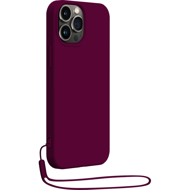 Coque Apple iPhone 14 Pro Max Silicone + dragonne assortie Violet Bigben