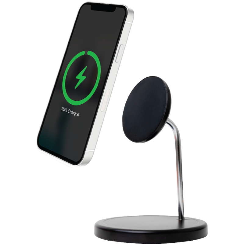 Double Chargeur induction Compatible MagSafe 15W Stand Noir Bigben