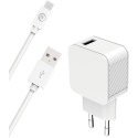 Chargeur maison 2.4A FastCharge + Câble USB A/micro USB Blanc - 100% Plastique recyclé Bigben