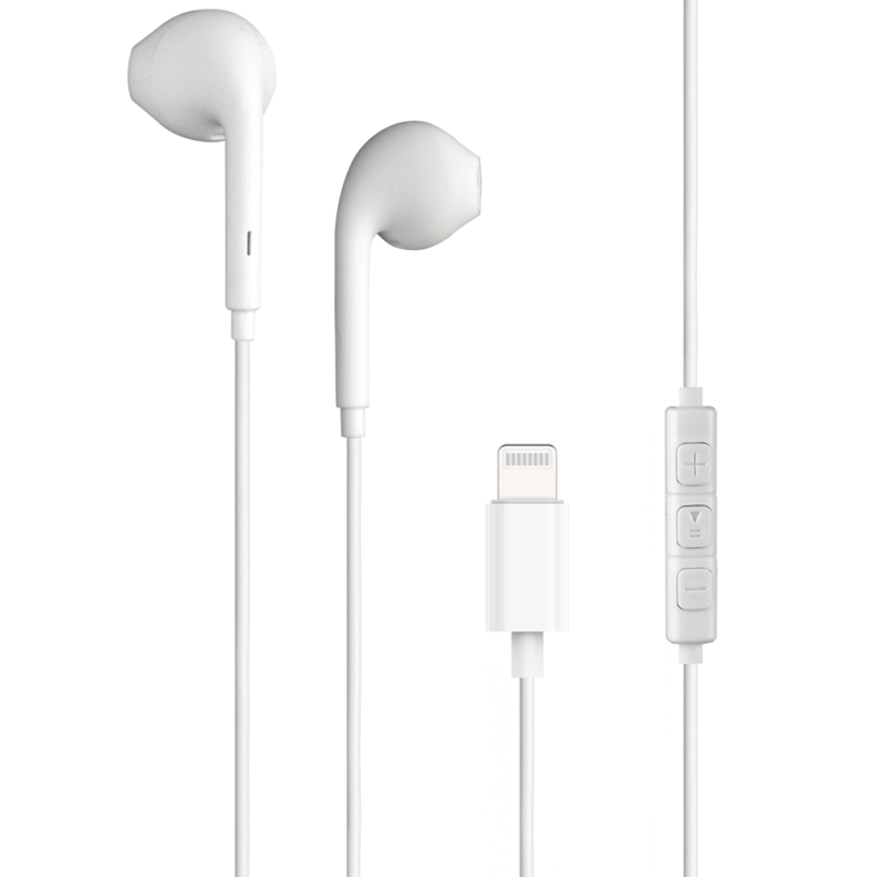 Ecouteurs Lightning - 70% Plastique recyclé Blanc Bigben