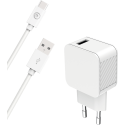 Chargeur maison 3A FastCharge + Câble USB A/USB C Blanc - 100% Plastique recyclé Bigben