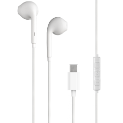 Ecouteurs USB C - 70% Plastique recyclé Blanc Bigben