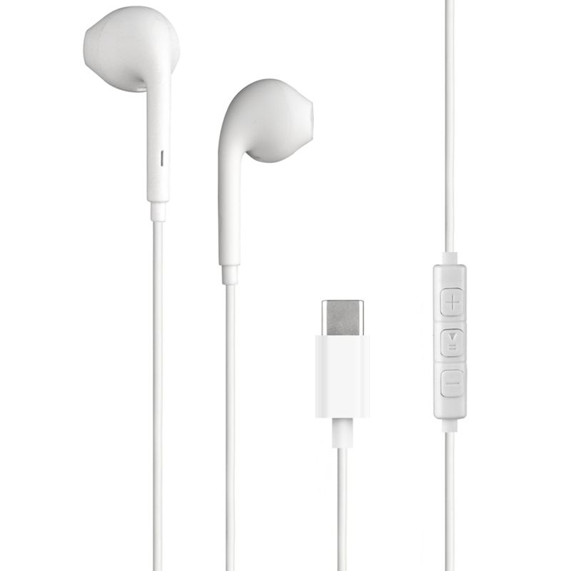 Ecouteurs USB C - 70% Plastique recyclé Blanc Bigben