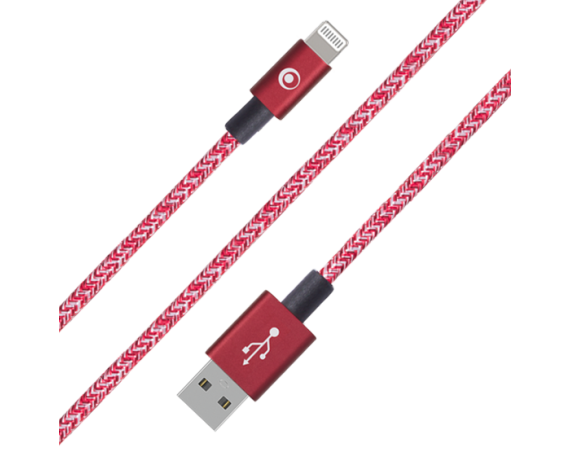 Câble Tissé USB A/Lightning 2m Rouge Bigben