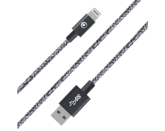 Câble Tissé USB A/Lightning 2m Noir Bigben