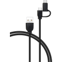 Câble 2 en 1 USB A/micro USB & USB C 1,2m Noir Bigben
