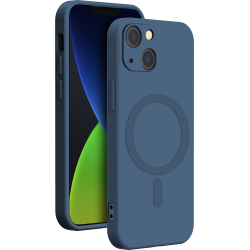 Coque Apple iPhone 14 Plus Compatible MagSafe Silicone Bleue Bigben