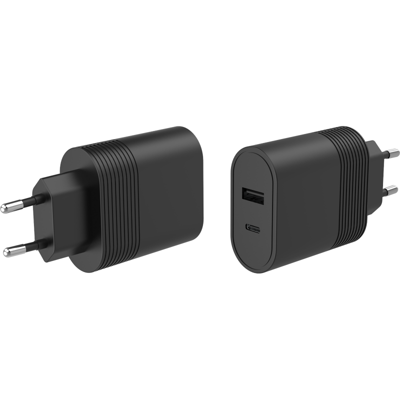 Double Chargeur maison USB A+C PD 32W (12+20W) Power Delivery Noir Bigben