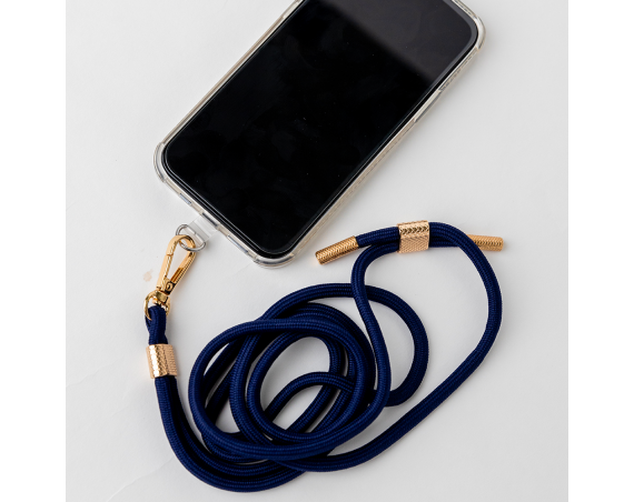 Bandoulière Universelle Amovible Longueur Ajustable Bleu Marine avec Détail Gold Bigben