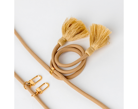 Bandoulière Universelle Amovible Longueur Ajustable Beige avec Pompons Bigben