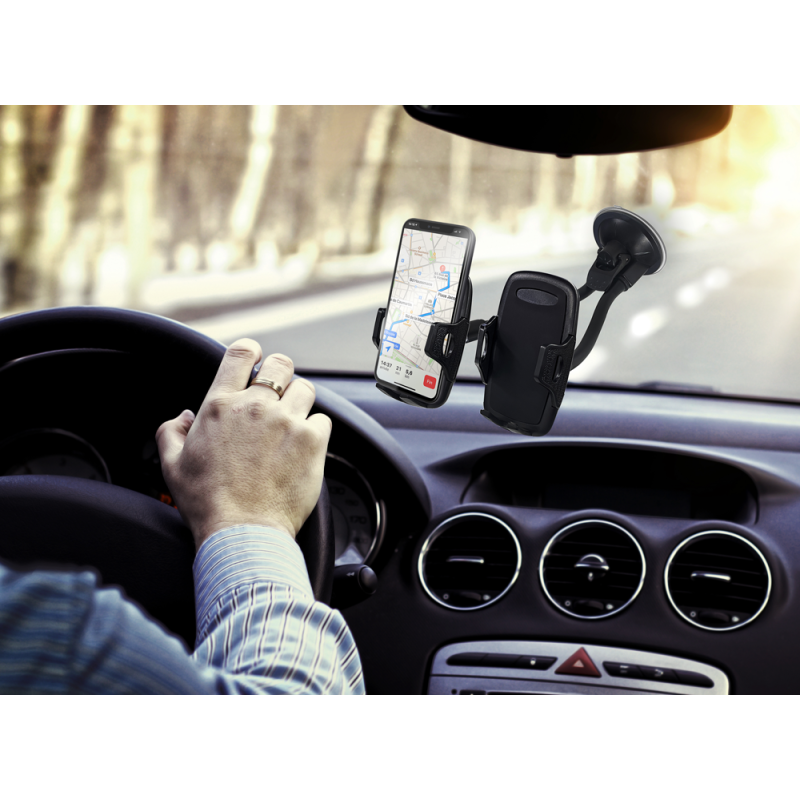 Double Support Voiture Ajustable sur Pare-brise Noir Bigben