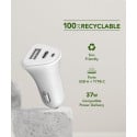 Chargeur voiture Recyclable Blanc USB A+C PD 37W (12+25W) Power Delivery Just Green