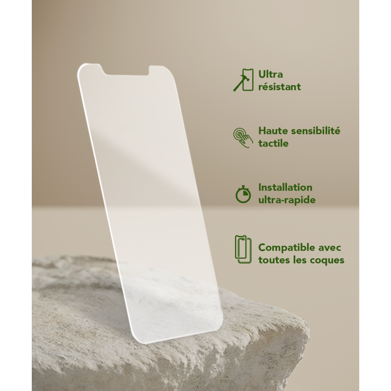 Protège écran Plat Apple iPhone 13 / 13 Pro/ 14 Eco-conçu avec kit de pose Just Green