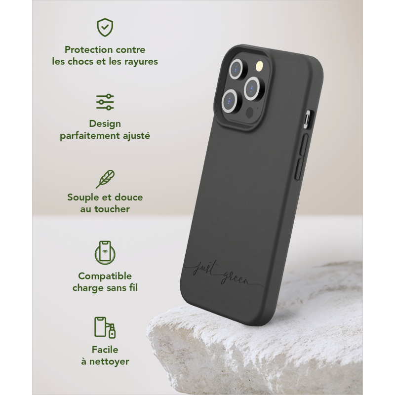 Coque iPhone 13 Pro Natura Noire - Eco-conçue Just Green