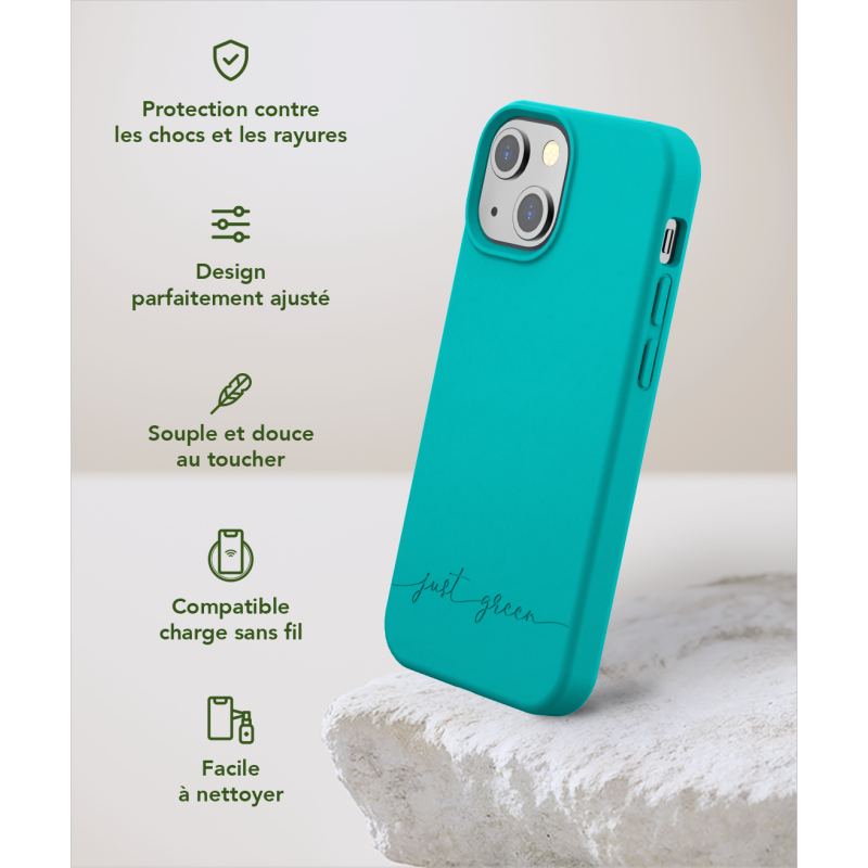 Coque iPhone 13 mini Natura Blue Lagoon - Eco-conçue Just Green
