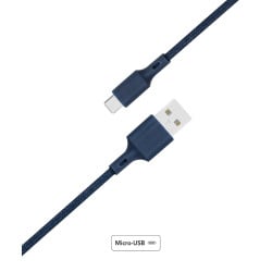 Câble Recyclable en coton Bleu USB A/micro USB 2 m 2.1A Just green