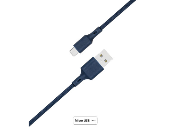 Câble Recyclable en coton Bleu USB A/micro USB 2 m 2.1A Just green