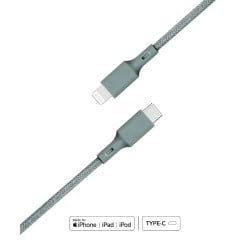 Câble Recyclable en coton Night Green USB C/Lightning 2 m 2.4A Just green