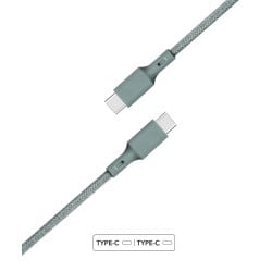 Câble Recyclable en coton Night Green USB C/USB C 2 m 3A Just green
