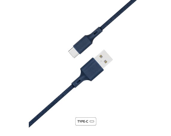 Câble Recyclable en coton Bleu USB A/USB C 2 m 3A Just green