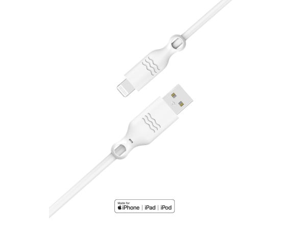 Câble synchro et charge Lightning Apple blanc 2.4A 2m Just green