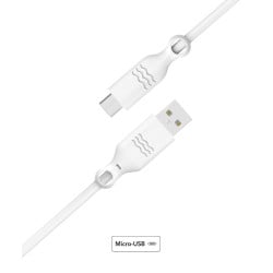Câble synchro et charge micro USB Blanc 2.1A 2m Just green