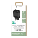 Double Chargeur maison USB A+C PD 32W (12+20W) Power Delivery Noir Bigben
