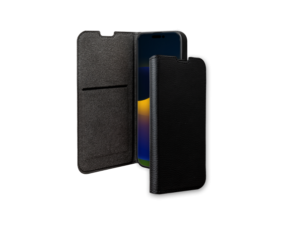 Etui Folio Wallet iPhone 15 Pro Max Noir - 65% Plastique recyclé Certifié GRS Bigben