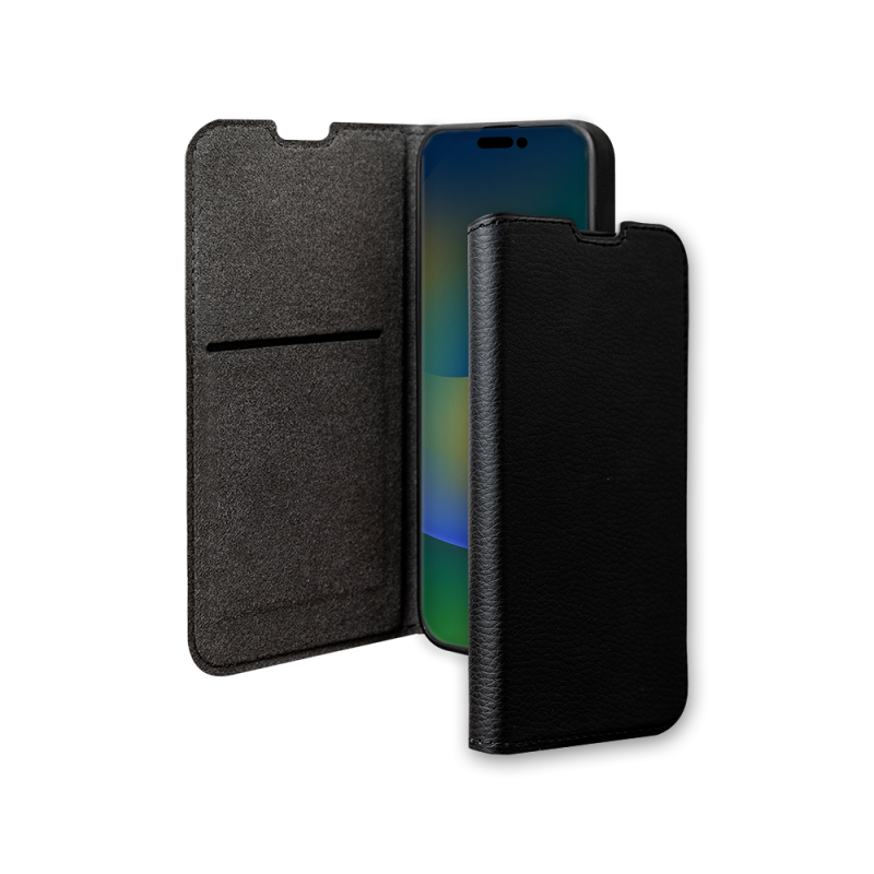 Etui Folio Wallet iPhone 15 Pro Noir - 65% Plastique recyclé Certifié GRS Bigben