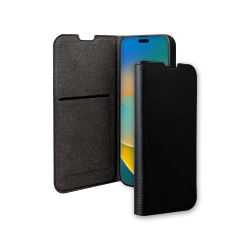 Etui Folio Wallet iPhone 15 Noir - 65% Plastique recyclé Certifié GRS Bigben