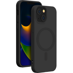 Coque iPhone 15 Plus Compatible MagSafe Silicone Noire Bigben