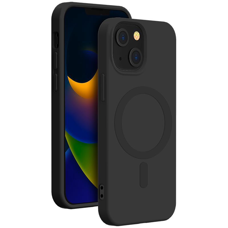 Coque iPhone 15 Plus Compatible MagSafe Silicone Noire Bigben