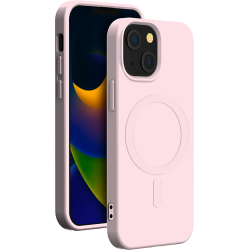 Coque iPhone 15 Plus Compatible MagSafe Silicone Rose Bigben