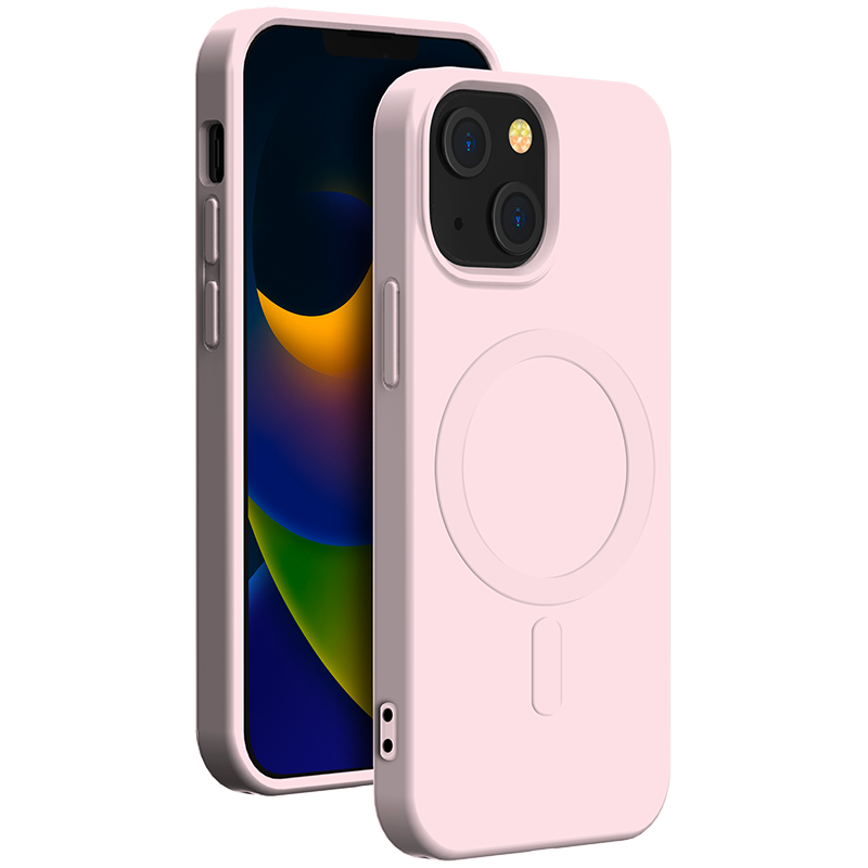 Coque iPhone 15 Plus Compatible MagSafe Silicone Rose Bigben