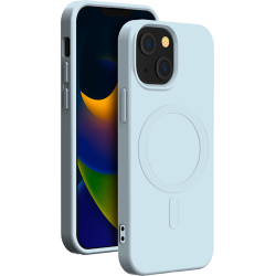Coque iPhone 15 Plus Compatible MagSafe Silicone Bleue Bigben