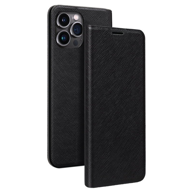Etui Folio iPhone 15 Pro Noir - Porte-carte intégré Bigben