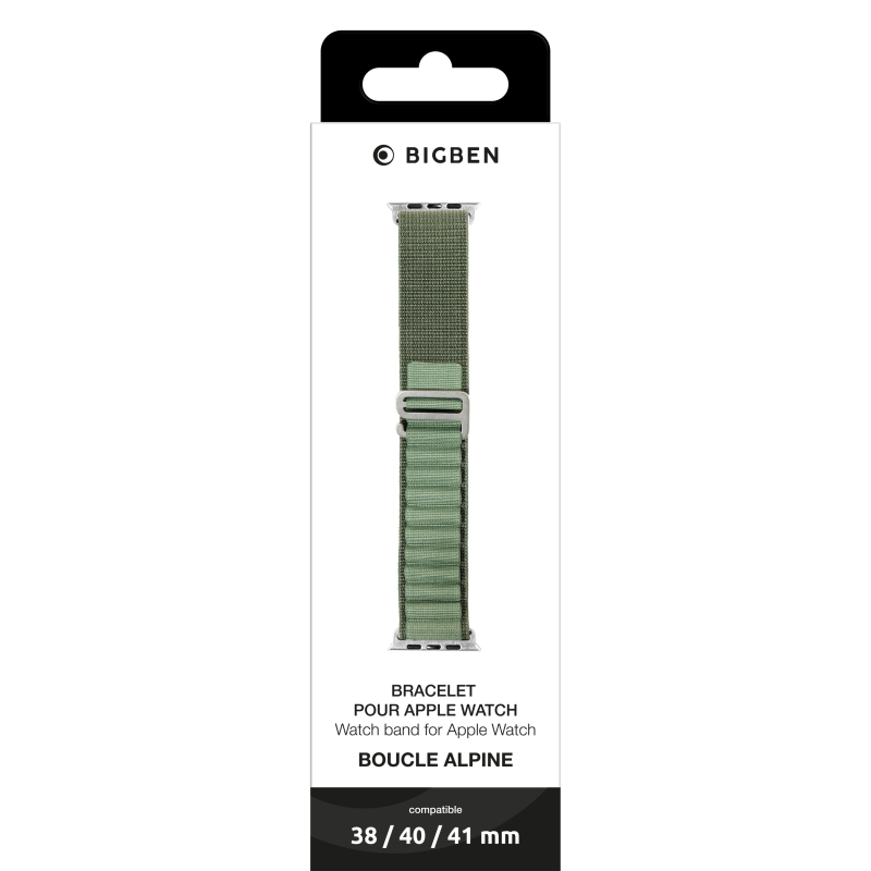 Bracelet Boucle alpine pour Apple Watch 38-40-41mm Kaki Bigben