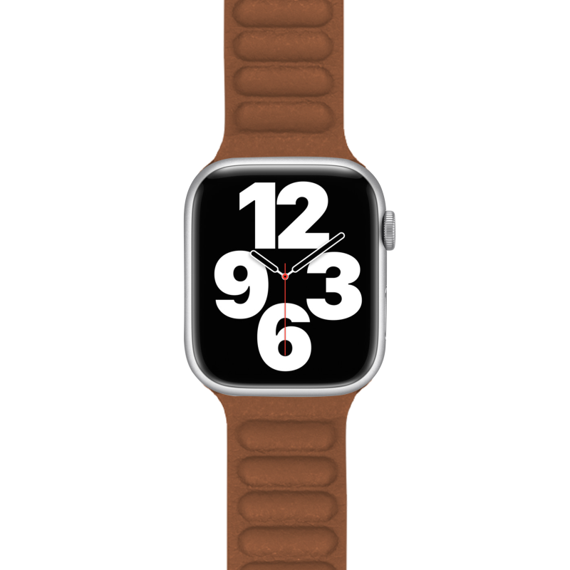 Bracelet Cuir pour Apple Watch 42-44-45-49mm Marron/Orange Bigben